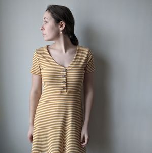 Mustard & white dress